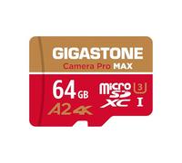【Recuperación de Datos 5 Años】GIGASTONE Tarjeta Micro SD 64GB, Camera Pro MAX, Compatible con GoPro, Dash Cam, DJI, Dron, Cámara de Seguridad, hasta 100MB/s, microSDXC UHS-I A2 4K U3 C10,con Adaptador