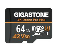 【Recuperación de datos 5años】 GIGASTONE Tarjeta Micro SD de 64 GB, 4K Drone Pro Max, A2 V30 para Drone DJI o Cámara de Acción, Gopro, Vídeo 4K UHD, R/W 95/35 MB/s, UHS-I U3 C10 Clase 10 con Adaptador