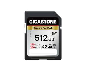 [Recuperación de Datos Gratuita de 5años] GIGASTONE Tarjeta SD 512GB,A2 4K Cámara Pro MAX Speed 150MB/s,Compatible con Cámaras Canon, Nikon, Sony, Kodak, Panasonic,Video 4K UHD,con 1 Estuche Pequeño