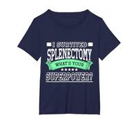 Recuperación de la eliminación del bazo de la Reina de esplenectomía Camiseta, Mujer Tallas Grandes, Azul Marino, 1XL Grande