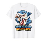 Recursos Humanos Pesadilla Funny HR Job Shark Camiseta gráfica económica, Hombre, Blanco, L