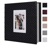 RECUTMS Álbum de fotos de 60 páginas hecho a mano de 4 x 6, 5 x 7, 8 x 10 pulgadas, cubierta de cuero de grano de botón, álbum de fotos de boda, libro de fotos de bebé, álbum de fotos familiar (negro)