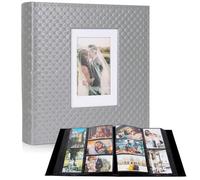 RECUTMS Álbum de fotos horizontal y vertical para 600 fotos, páginas negras, para cumpleaños, Navidad, aniversario de boda, álbum de fotos (gris)