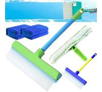 Recyclable Silicone Window Squeegee Kit, Window Cleaning Kit, Glass Cleaning Tools with Silicone Squeegee & Microfiber Scrubber for Shower Glass Mirror Door Car (Green)