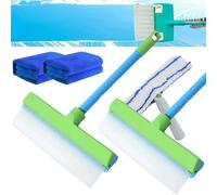 Recyclable Silicone Window Squeegee Kit, Window Cleaning Kit, Glass Cleaning Tools with Silicone Squeegee & Microfiber Scrubber for Shower Glass Mirror Door Car (2pcs Green)