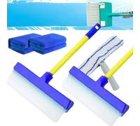 Recyclable Silicone Window Squeegee Kit, Window Cleaning Kit, Glass Cleaning Tools with Silicone Squeegee & Microfiber Scrubber for Shower Glass Mirror Door Car (2pcs Blue)