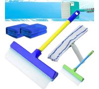 Recyclable Silicone Window Squeegee Kit, Window Cleaning Kit, Glass Cleaning Tools with Silicone Squeegee & Microfiber Scrubber for Shower Glass Mirror Door Car (Blue)