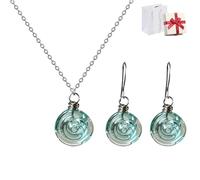 Recycled Glass Spiral Earrings,Handmade Upcycled Jar Dangles,Fashion Twisted Hammered Jewelry Set for Women,Mom,Sister Gifts