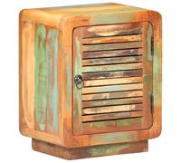 Recycled Solid Wood Nightstand 40x30x50 cm Rustic Bedside Table with Storage Shelf | Unique Mixed Color Finish Vintage Home Decor | No Assembly Required