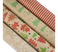 RECYCOOL Papel de regalo, juego de 4 unidades, 2 m x 70 cm, fácil de envolver y sostenible