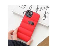 (red, 14promax Black lens) Winter Down Jacket 3d The Puffer Soft Cloth Phone Case ,3d Cute Shockproof Cover Case For Iphone 12 Promax/ 13 Promax