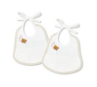 Red - 2 baberos personalizables para bebé | Bordado de oso de peluche y corazones | Lona Aida | Cierre de cordones | 100% algodón | Unisex | 20x20 cm