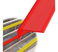 Red,354.33in, L Shape Nose Nosing Trim PVC Stair Edge Non-Slip Protector Rubber Corner Guard Strip, Safety Step Trim for Indoor Outdoor Tile Wood Metal Stair, Width 3X7cm(Red,196.85in)