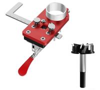 Red 35mm Bisagra Agujero Abridor Puerta Gabinete Perforación Jig Herramienta de Posicionamiento Ajustable Para Fabricación de Muebles Con Función de Tope de Profundidad y Guía de Borde Cuerpo de