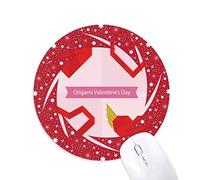 Red Abstract christmas corazon origami Wheel mouse pad de goma roja redonda