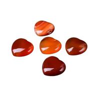 Red Agate Heart Sculptures - Set of 5 Handcrafted Heart-Shaped Red Agate Figurines, Decorative and Crystal Art