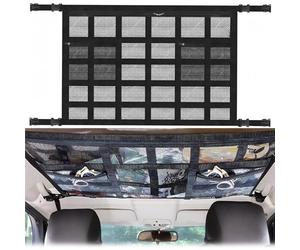 Red Almacenamiento para Techo de Coche, Bolsillo de Redes de Carga de Almacenaje para Coche, Doble Capa Coche Techo Carga Organizador Bolsa para Jeep SUV Furgoneta Camper Posavasos (90 x 65cm)