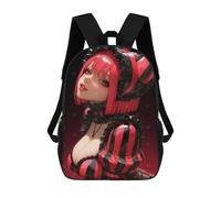 Red And Black Striped Anime Girl Mochilas Infantiles Impresas En 3D De 17 Pulgadas. Mochila Escolar Informal Impresa En 3D Para Niños De Primaria Y Secundaria.