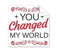 Red and Black Valentine's Day You Changed My World Image with Stars and Curves Illustration Pattern Gafas Cloth Cleaning Cloth Phone Screen Cleaner 5pcs
