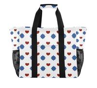 Red and Blue Love - Bolsa de almacenamiento plegable de lona impermeable para el Día de la Independencia del 4 de julio, Día de la Independencia del 4 de julio, rojo y azul, 1 size, Moda