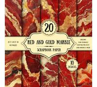 Red and Gold Marble Scrapbook Paper: 20 Double-Sided Decorative Sheets | for Scrapbooking, Origami, DIY Projects & Junk Journals | 8.5 x 8.5 inch