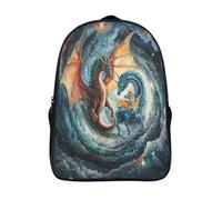 Red And Green Volando Dragón Bolsa Unisex,Galaxia Spiral Mochila Escolar Para Adolescentes Ultraligero 16 inch