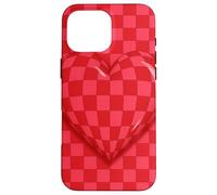 Red and Pink Checkered Heart Retro Love Valentine’s Day Carcasa para iPhone 16 Pro MAX