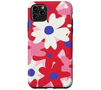 Red and Pink White Flower Retro Modern Boho Bohemian Pattern Carcasa para iPhone 11 Pro Max