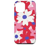 Red and Pink White Flower Retro Modern Boho Bohemian Pattern Carcasa para iPhone 12 Pro Max