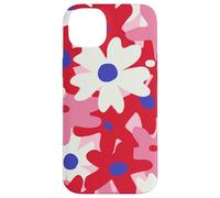Red and Pink White Flower Retro Modern Boho Bohemian Pattern Carcasa para iPhone 14 Plus