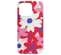 Red and Pink White Flower Retro Modern Boho Bohemian Pattern Carcasa para iPhone 15 Pro Max