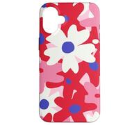 Red and Pink White Flower Retro Modern Boho Bohemian Pattern Carcasa para iPhone 16 Plus