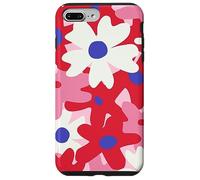 Red and Pink White Flower Retro Modern Boho Bohemian Pattern Carcasa para iPhone 7 Plus/8 Plus