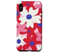 Red and Pink White Flower Retro Modern Boho Bohemian Pattern Carcasa para iPhone XS Max
