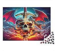 Red and Purple Dragons in Love Amid Clouds Rompecabezas Imposible,desafío para Adultos Entretenimiento Creativo 1000 Piezas Obra De Arte De Juego De para Adultos Y Niños A Partir De 12 Años 52x38cm/1