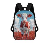 Red And White Cow in Field Mochila Impermeable Para Ordenador Portátil Para Acampada, Aventuras Al Aire Libre Y Viajes Diarios 17inch