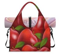Red Apples - Bolsa deportiva de lona para mujeres y hombres, con estampado de manzanas, bolsa de fin de semana con compartimento para zapatos, bolsa de hombro para yoga, gimnasio, viajes, color, L,