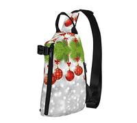 Red Ball Xmas Blue Rose Diagonally Sling Bag, Crossbody Sling Backpack Shoulder Chest Bag para Mujeres Hombres, Travel Hiking Daypack