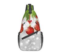 Red Ball Xmas Yellow Rose Sling Bag, Mochila de Hombro Paquete de Pecho Causal Crossbody Daypack para Mujeres Hombres Senderismo Viajes