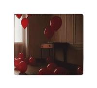 Red Balloons in The Room - Cartera plegable con ventana de identificación, cartera delgada de cuero de fácil acceso para hombres y mujeres