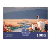 Red Beach of Red Grains 1000 Stück Stabiler Karton Puzzle Floral Wetland Crane Stressabbau Kreatives Spiel Puzzles Als Wohnaccessoires 52x38cm/1000pcs