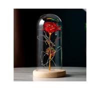 (Red) Beauty And The Beast Rose, Forever Infinity Rose In Glass Dome, Galaxy Eternal Rose With Led Lights Gifts For Her