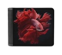 Red Betta Siamese Fighting Fish - Cartera plegable para hombre, diseño de pez siamés