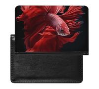 Red Betta Siamese Fighting Fish - Funda para pasaporte con ranura para tarjetas, funda para pasaporte de viaje