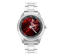 Red Betta Siamese Fighting Fish - Reloj casual para hombre con correa de acero inoxidable, aleación y cuarzo