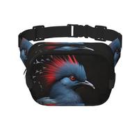 Red Bird Head Fitness - Riñonera de viaje moderna e informal, riñonera cuadrada de doble capa, color negro, talla única, Negro, One Size