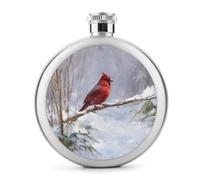 Red Bird in Winter Snow - Petaca de acero inoxidable para licor, botella de vino portátil de bolsillo redondo para bebida, 5 onzas