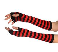 Red & Black Stripes Fingerless Gloves - Gloves - Rojo Guantes de Moda Talla Unica (28 cm)