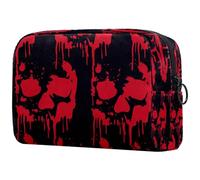 Red Bloody Splash on Black - Bolsa de cosméticos para mujer, bolsa organizadora de maquillaje grande con cremallera, multicolor, 18.5x7.5x13cm/7.3x3x5.1in, Neceser