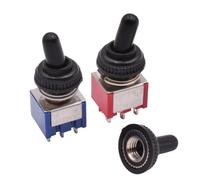 Red Blue Mini Locking Toggle Switch ON OFF ON 2 3 Position MTS102 103 202 203 302 303 402 403 With Cap 1Pcs(6 Pins Blue No Cap)